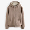 Neutral Borg Fleece Lined Zip Up Hoodie