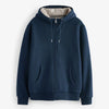 Navy Blue Borg Fleece Lined Zip Up Hoodie